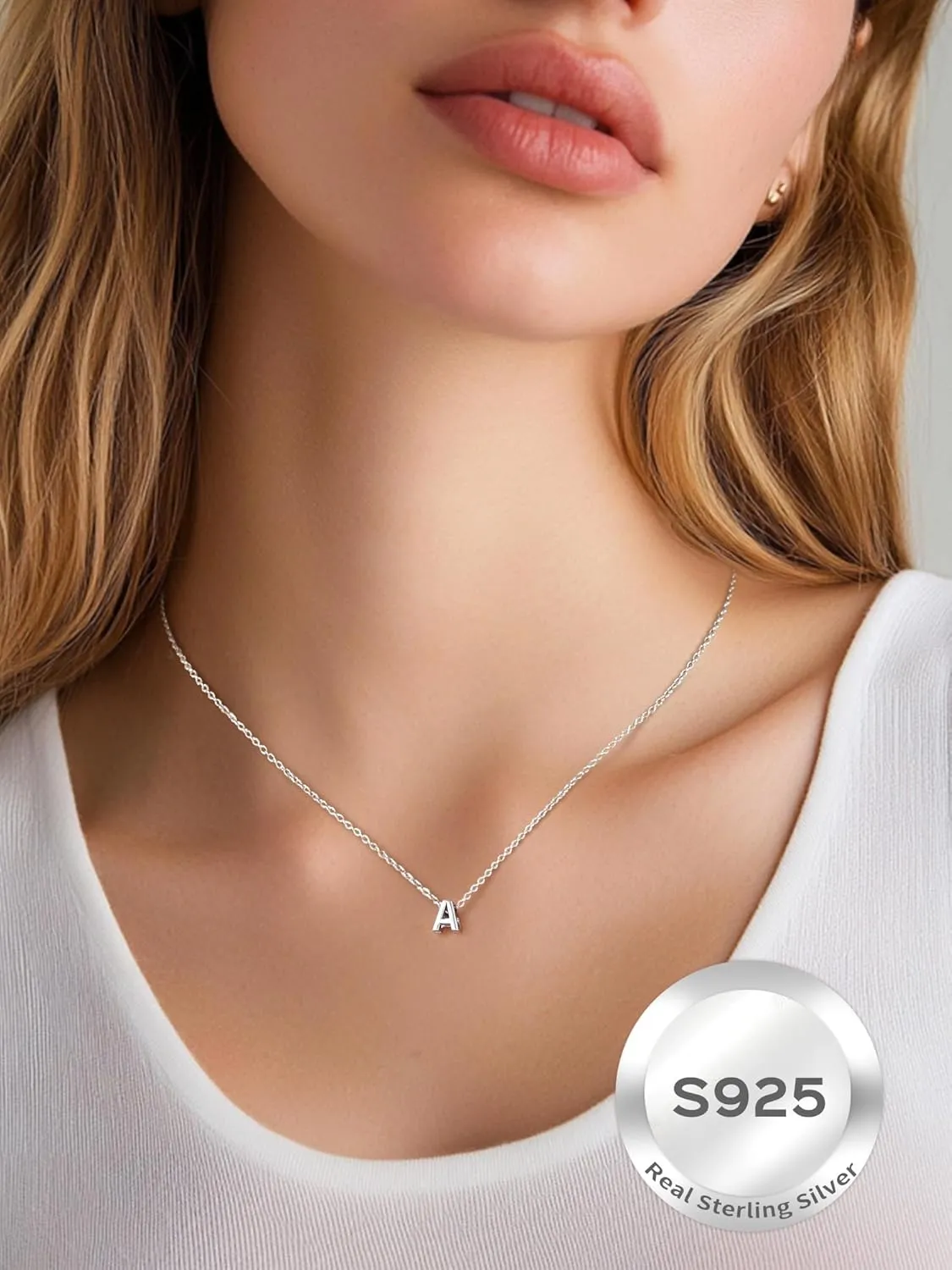 ChicSilver 925 Sterling Silver Initial Necklace for Women Dainty Letter Jewelry Personalized Gift (with Gift Box)