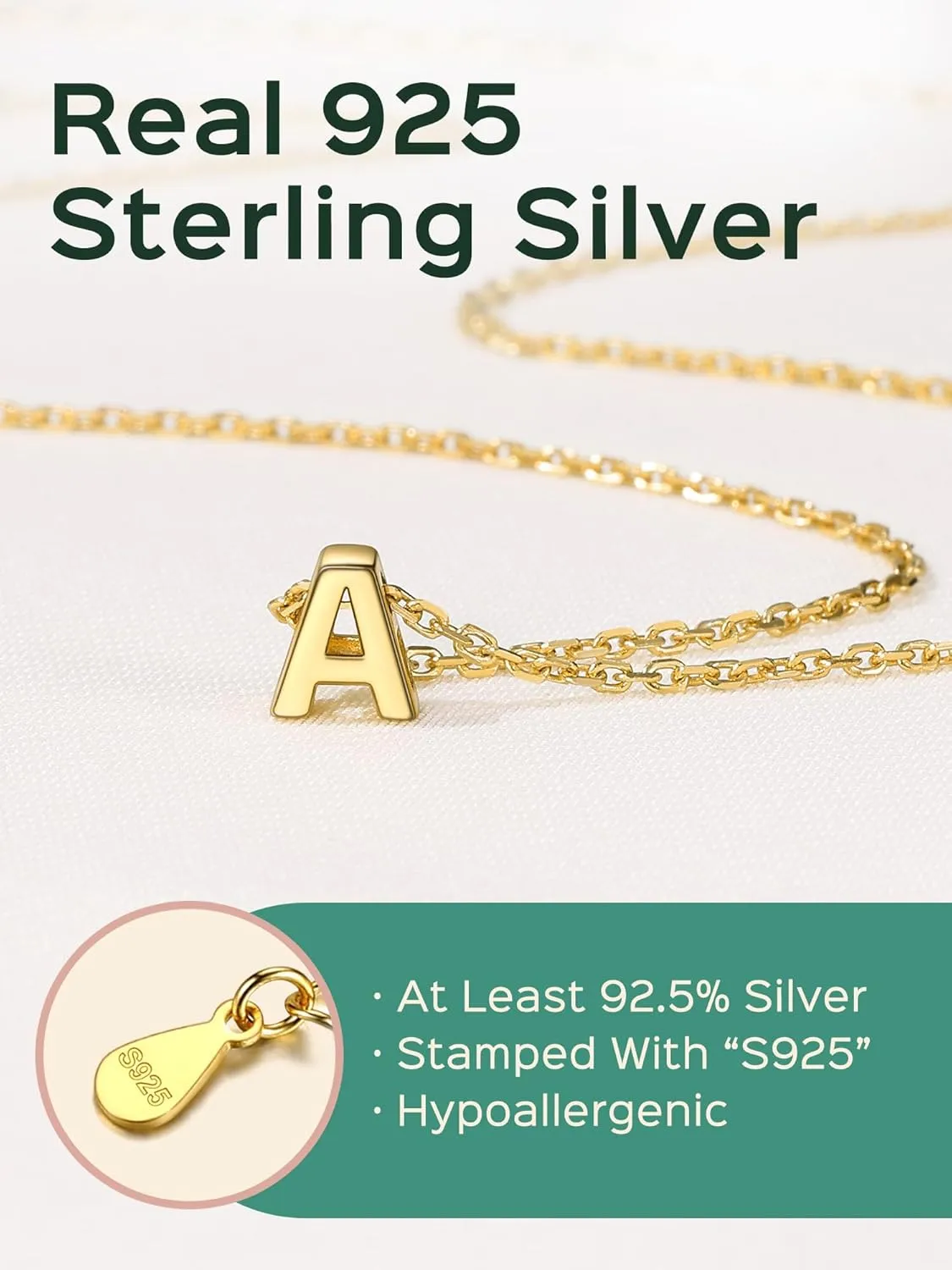 ChicSilver 925 Sterling Silver Initial Necklace for Women Dainty Letter Jewelry Personalized Gift (with Gift Box)