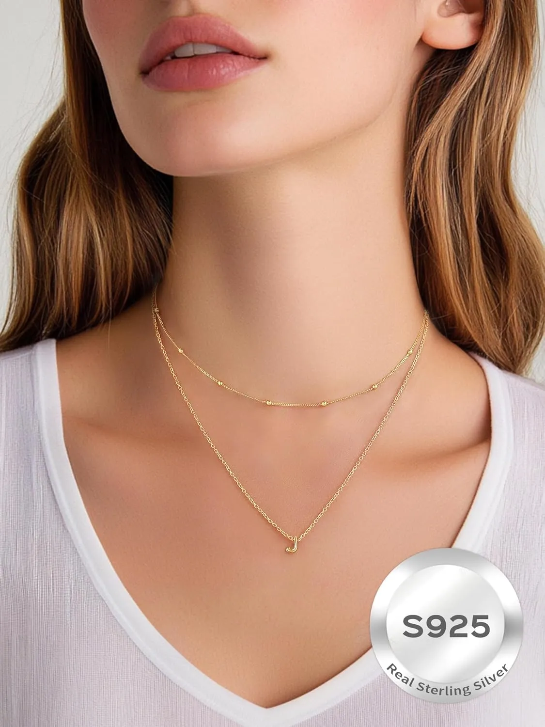 ChicSilver 925 Sterling Silver Initial Necklace for Women Dainty Letter Jewelry Personalized Gift (with Gift Box)