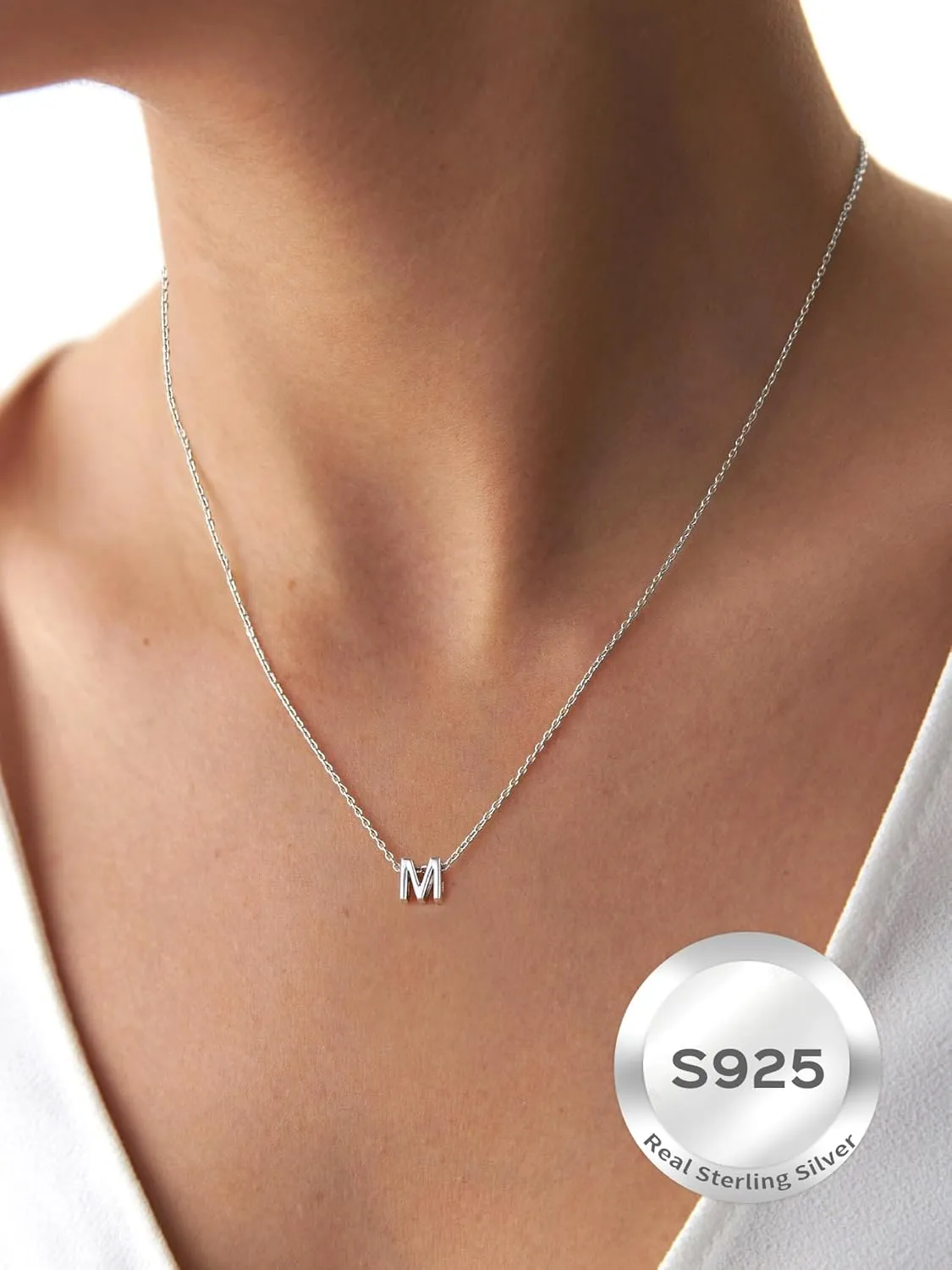 ChicSilver 925 Sterling Silver Initial Necklace for Women Dainty Letter Jewelry Personalized Gift (with Gift Box)