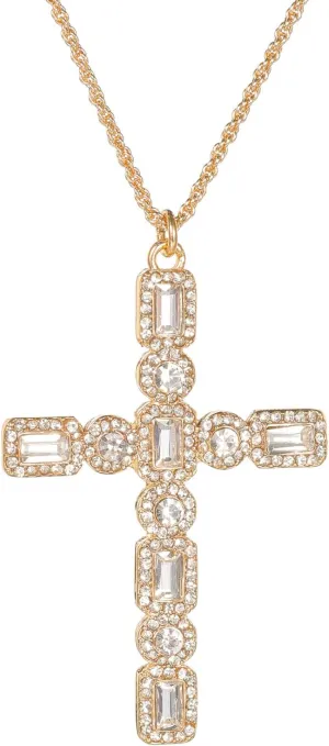 Chunky Gold Diamond Cross Necklace for Women Men 14K Gold Plated Big Large Cross Rope Chain Cubic Zirconia Necklace Religious Faith Jewelry Gift for Birthday Christmas