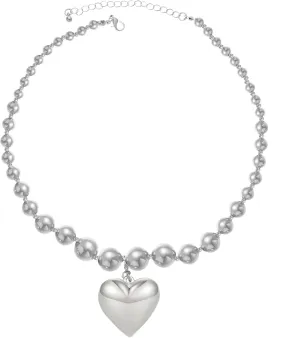Chunky Puffy Heart Choker Necklace for Women Y2k Heart Gold Pendant Necklace Jewelry