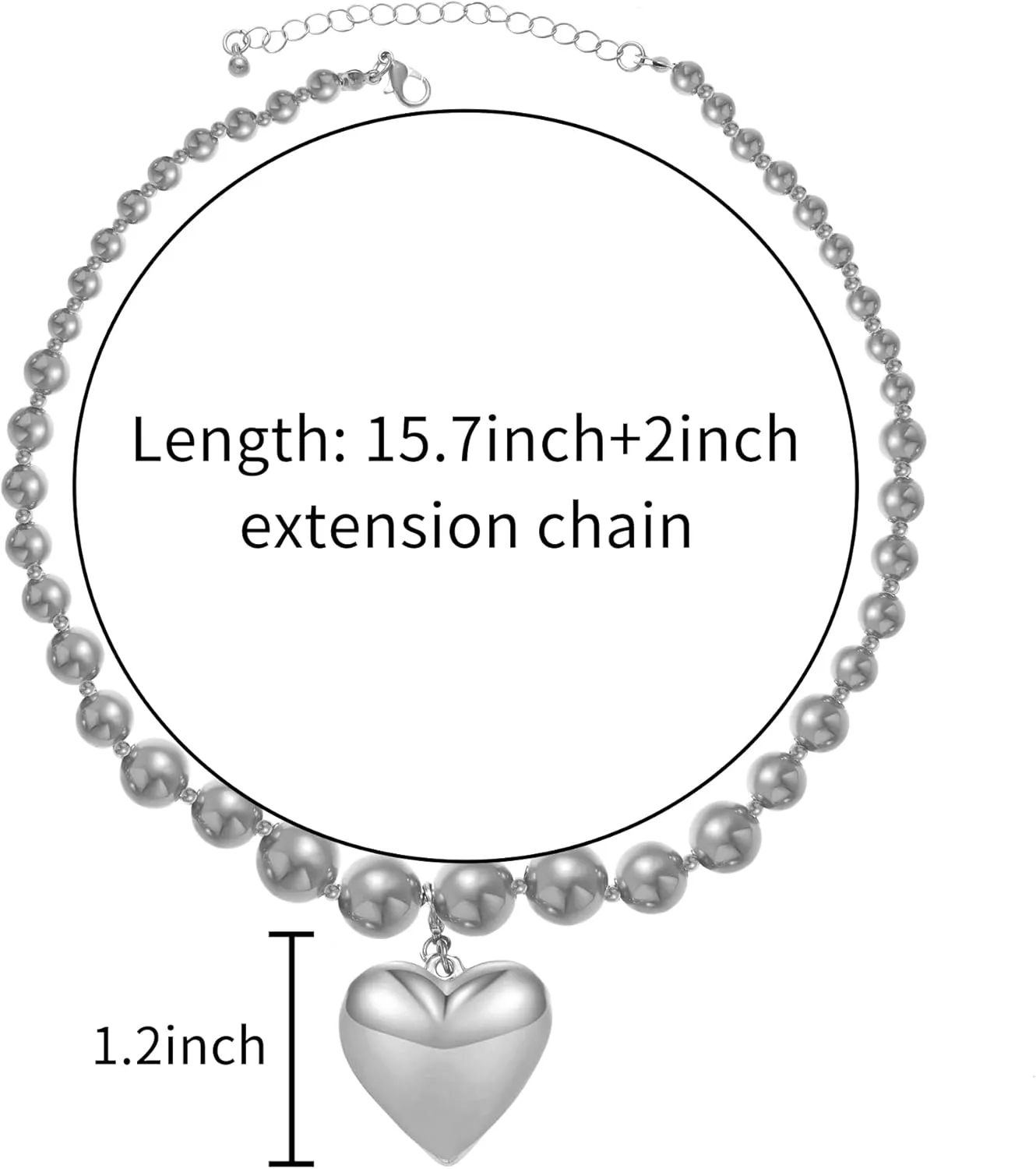 Chunky Puffy Heart Choker Necklace for Women Y2k Heart Gold Pendant Necklace Jewelry
