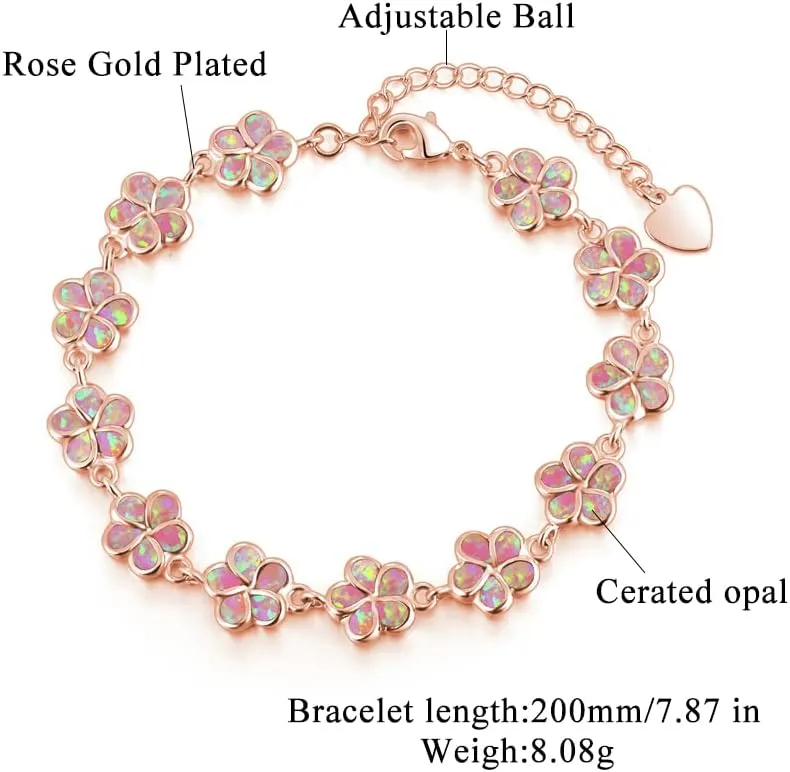 CiNily Adjustable Tennis Bracelet-Oval or Flower Shape White Gold/Sterling Silver Plated Opal Bracelet for Women Girls Gemstone Bracelets