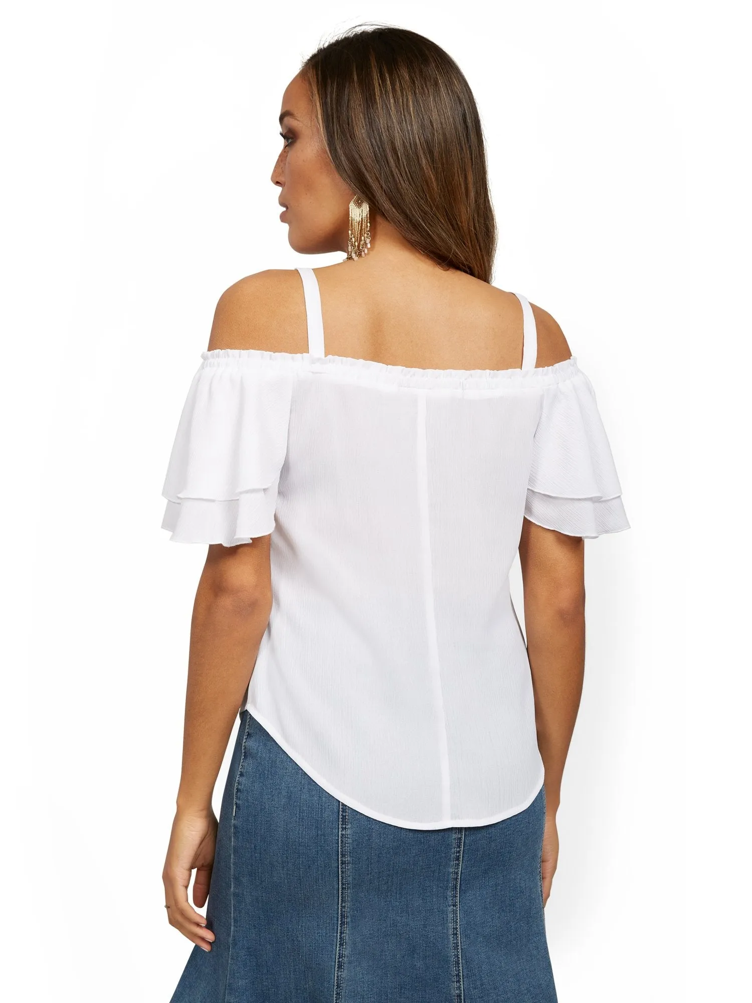 Cold-Shoulder Ruffle Blouse - Lily & Cali