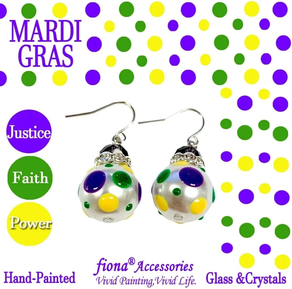 Color Earrings for Women, Polka Dots Dangle Glass Beaded Earrings Jewelry, Gift for Her, 1 pair