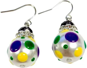 Color Earrings for Women, Polka Dots Dangle Glass Beaded Earrings Jewelry, Gift for Her, 1 pair
