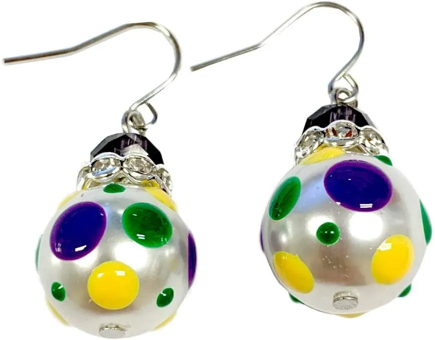 Color Earrings for Women, Polka Dots Dangle Glass Beaded Earrings Jewelry, Gift for Her, 1 pair