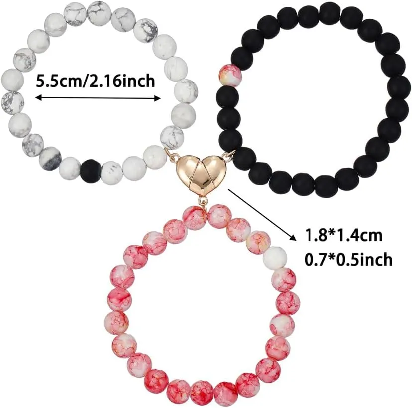 Colorful Beaded Love Heart Matching Bracelet for Mother Daughter Best Friends Cute Cartoon Butterfly Friendship Charm Bracelet for Women Men Sister Birthday Jewelry Gifts