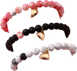 Colorful Beaded Love Heart Matching Bracelet for Mother Daughter Best Friends Cute Cartoon Butterfly Friendship Charm Bracelet for Women Men Sister Birthday Jewelry Gifts