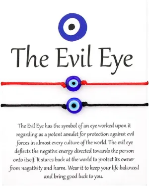 COLORFUL BLING 2pcs Lucky Thread String Evil Eye Wish Bracelet Set Adjustable Handmade Cord for Women Men Amulet Kabbalah Protection Friendship BFF Family Jewelry