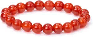 COLORFUL BLING 2Pcs Red Carnelian Crystal Stretch Bracelet Set Natural Agate Energy Chakra Beaded Gemstone for Women Couple Anxiety Relief Jewelry