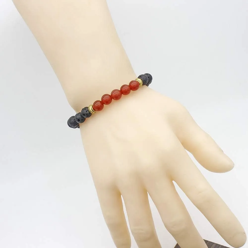 COLORFUL BLING Adjustable Bracelet 8mm Lava Rock Bracelet Bead Chakra Bracelet 7 Chakras Healing Bracelet Yoga Stone Beads Bracelets Healing Therapy Bangle for Women Men