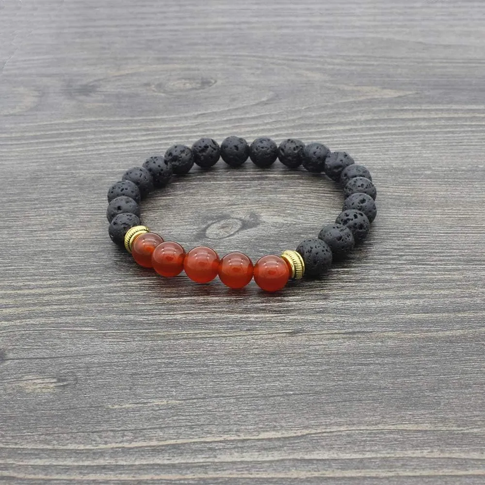 COLORFUL BLING Adjustable Bracelet 8mm Lava Rock Bracelet Bead Chakra Bracelet 7 Chakras Healing Bracelet Yoga Stone Beads Bracelets Healing Therapy Bangle for Women Men