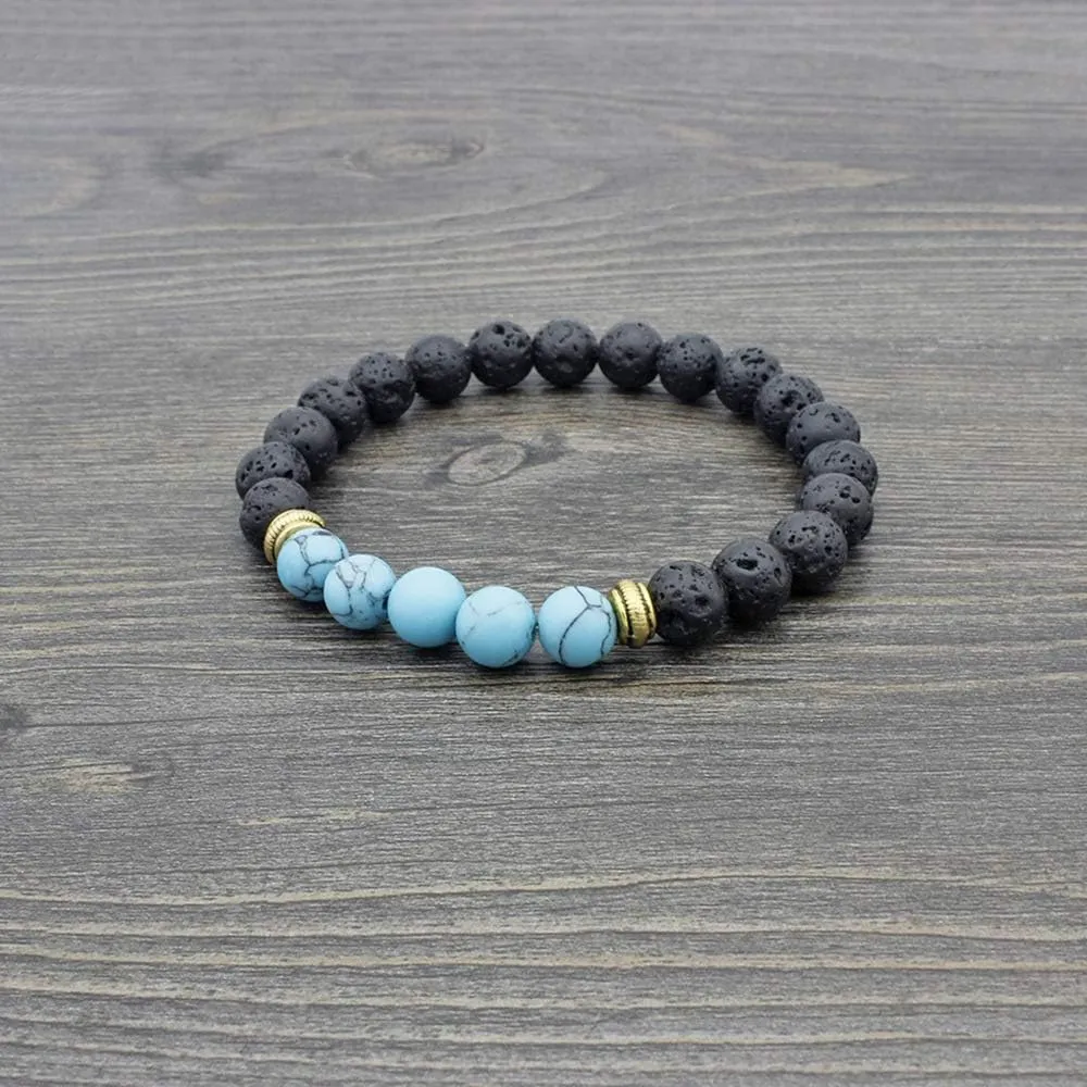 COLORFUL BLING Adjustable Bracelet 8mm Lava Rock Bracelet Bead Chakra Bracelet 7 Chakras Healing Bracelet Yoga Stone Beads Bracelets Healing Therapy Bangle for Women Men