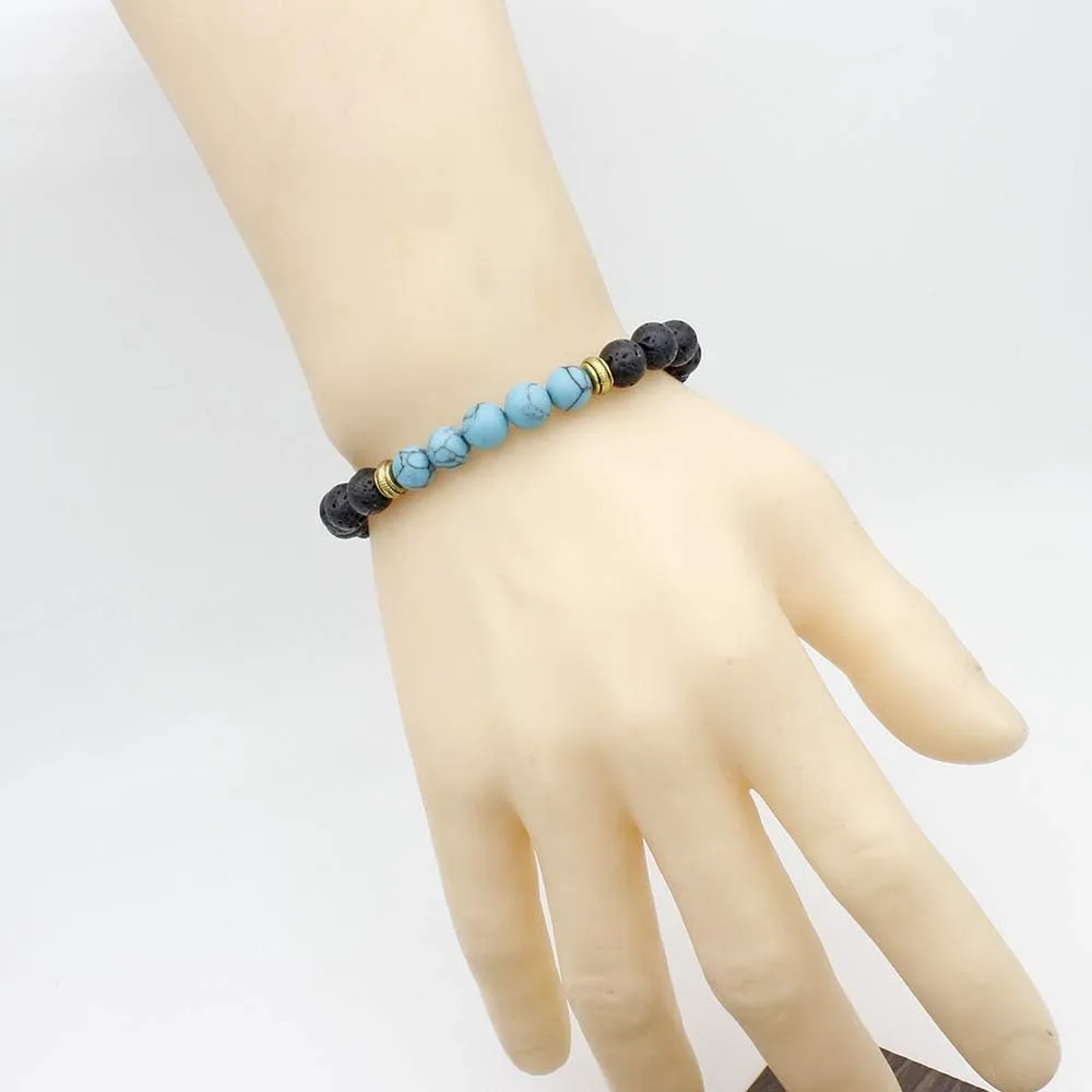 COLORFUL BLING Adjustable Bracelet 8mm Lava Rock Bracelet Bead Chakra Bracelet 7 Chakras Healing Bracelet Yoga Stone Beads Bracelets Healing Therapy Bangle for Women Men