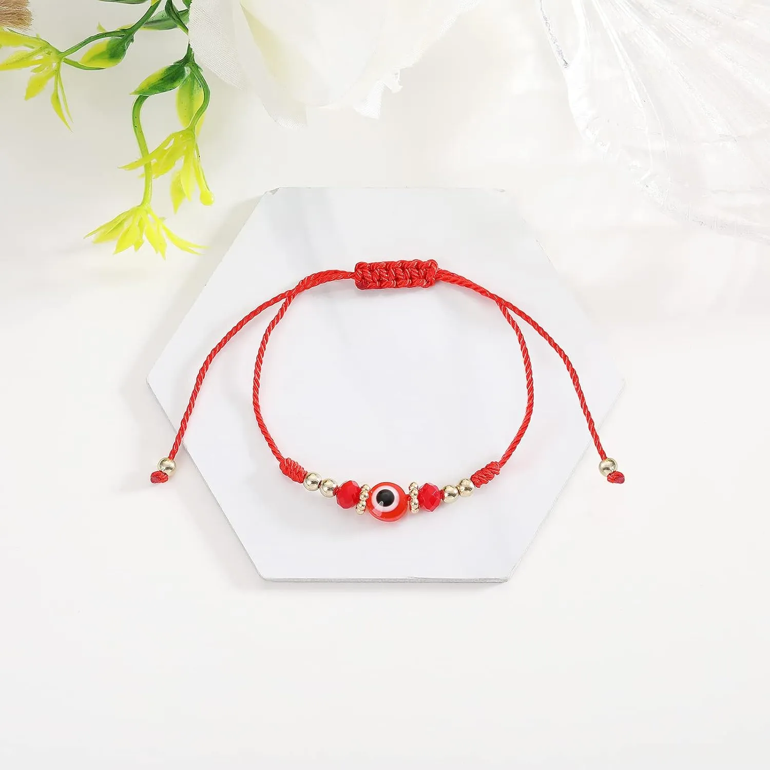 COLORFUL BLING Evil Eye Handmade Knots Cards Beaded Beads Protection Good Luck Thread String Rope Adjustable Bracelets Bangle Amulet Turkish for Women Men Family Friends Handmade Braided