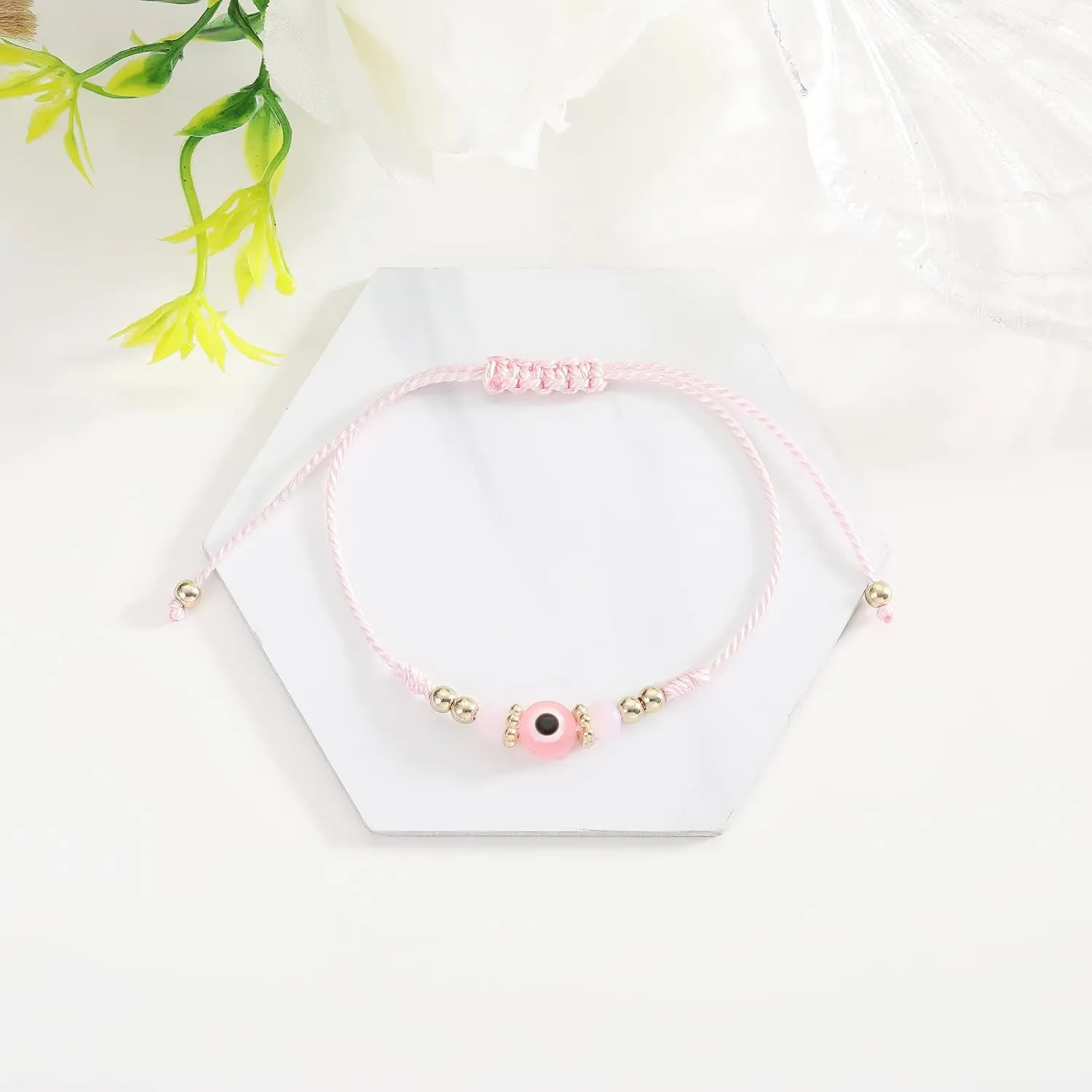 COLORFUL BLING Evil Eye Handmade Knots Cards Beaded Beads Protection Good Luck Thread String Rope Adjustable Bracelets Bangle Amulet Turkish for Women Men Family Friends Handmade Braided
