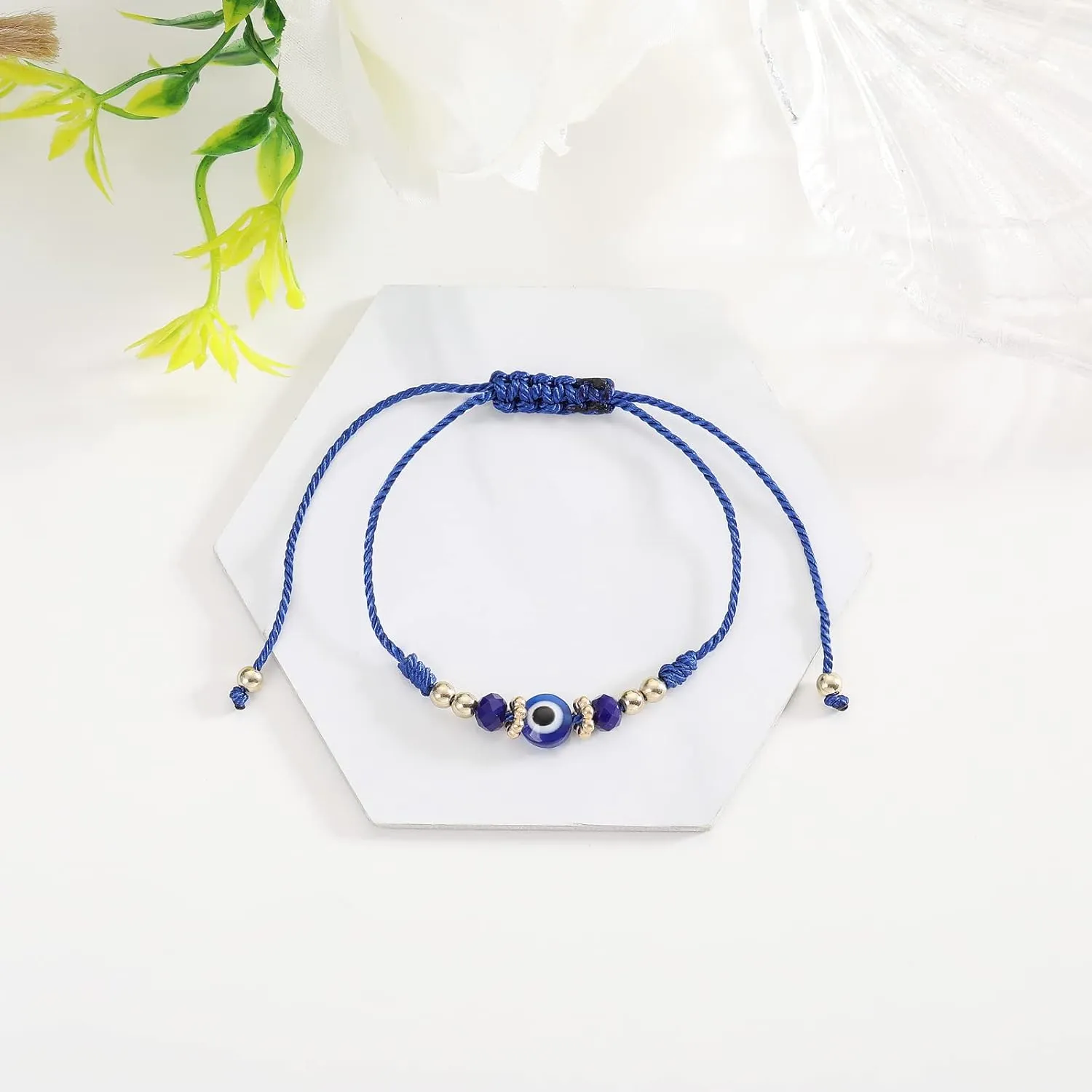 COLORFUL BLING Evil Eye Handmade Knots Cards Beaded Beads Protection Good Luck Thread String Rope Adjustable Bracelets Bangle Amulet Turkish for Women Men Family Friends Handmade Braided