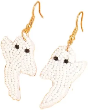 COLORFUL BLING Halloween Handmade Beaded Tassel Ghost Dangling Drop Earrings Pumpkin Spider Spooky Skull Skeleton Cross Fringe Cartoon for Women Funny Holiday Costumes Party Jewelry