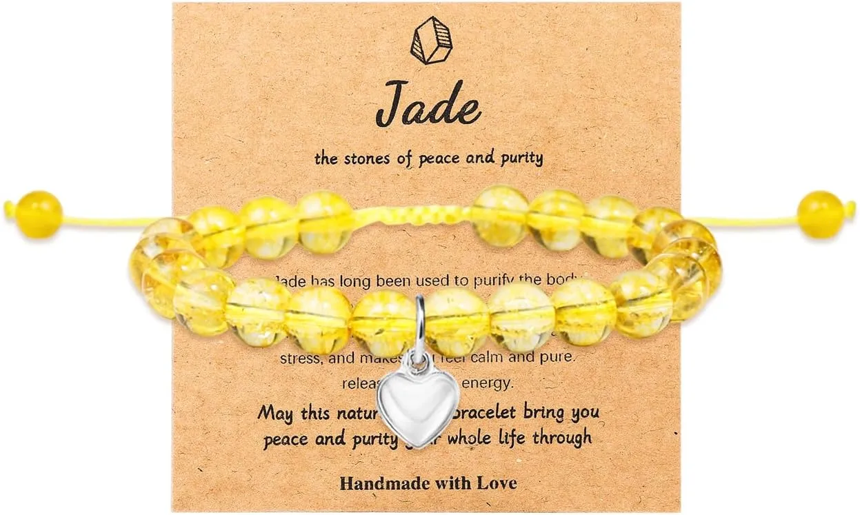 COLORFUL BLING Natural Healing Stone Youre Awesome Heart Beaded Strand Adjustable Bracelet with Meaningful Card Inspirational for Women Jewelry Gifts Wristbands Faith Christmas Birthday