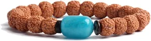 COLORFUL BLING Natural Stone Tibetan Mala Rudraksha Seeds Bracelet for Meditation Beads Prayer Charm Wrist Bracelets Buddha Prayer Yoga Mediation Jewelry