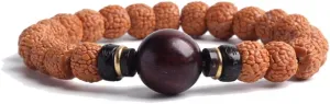 COLORFUL BLING Natural Stone Tibetan Mala Rudraksha Seeds Bracelet for Meditation Beads Prayer Charm Wrist Bracelets Buddha Prayer Yoga Mediation Jewelry