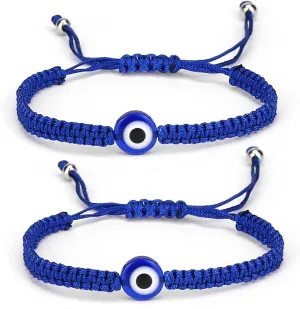 COLORFUL BLING Set Evil Eye Handmade Knots Beaded Beads Protection Good Luck Thread String Rope Adjustable Bracelets Bangle Amulet Turkish for Women Men Family Friends Handmade Braided