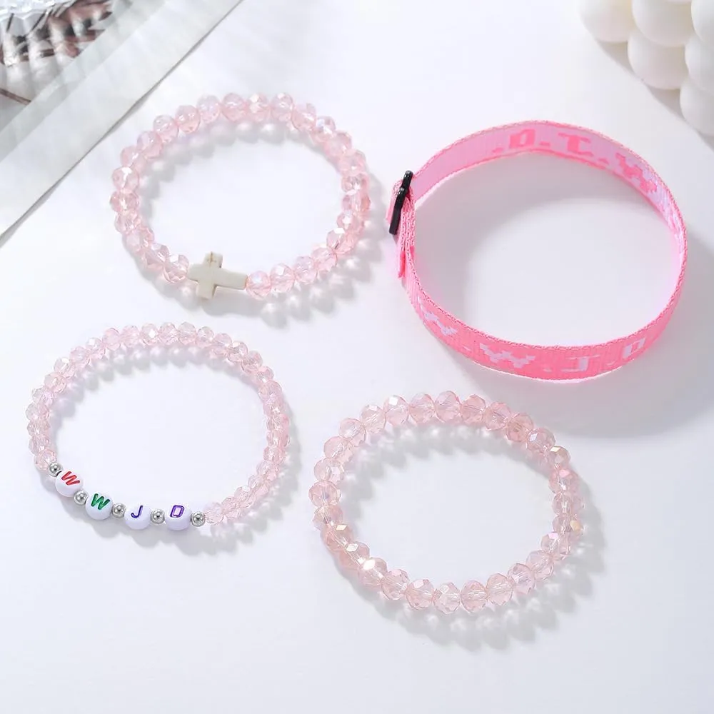 COLORFUL BLING WWJD Beads Braided Bracelet WWJD Matching Couples Protection Inspirational Religious Christian Gifts What Would Jesus Do Bracelets Friendship Bracelet Gift for Women Men