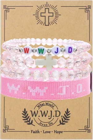 COLORFUL BLING WWJD Beads Braided Bracelet WWJD Matching Couples Protection Inspirational Religious Christian Gifts What Would Jesus Do Bracelets Friendship Bracelet Gift for Women Men