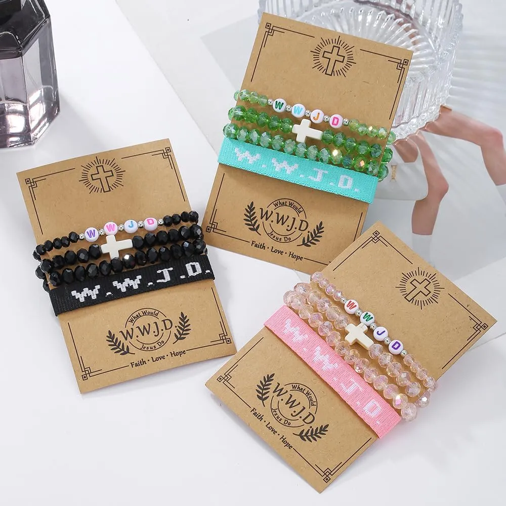 COLORFUL BLING WWJD Beads Braided Bracelet WWJD Matching Couples Protection Inspirational Religious Christian Gifts What Would Jesus Do Bracelets Friendship Bracelet Gift for Women Men