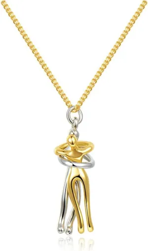 Couple Snuggle Hug Necklace for Woman Man Personality Abstract Character Dance Partner Pendant Necklace Affectionate Hug Necklace Forever Love Friendship Necklace for Her or His Birthday Christmas Valentine's Day Gifts