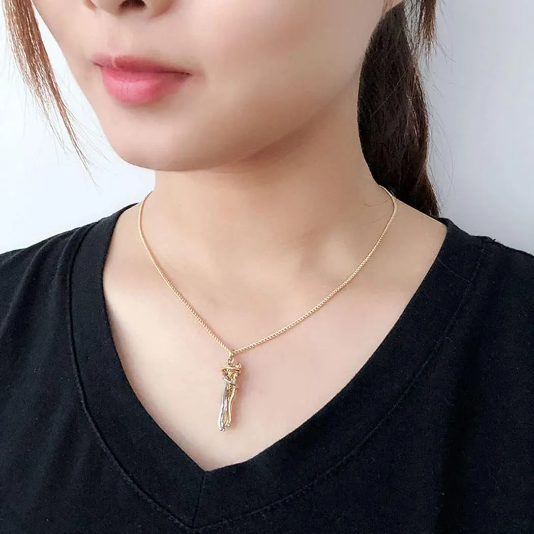 Couple Snuggle Hug Necklace for Woman Man Personality Abstract Character Dance Partner Pendant Necklace Affectionate Hug Necklace Forever Love Friendship Necklace for Her or His Birthday Christmas Valentine's Day Gifts