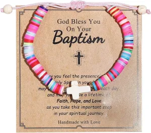 Cross Bracelets Polymer Clay Christian Baptism First Communion Gifts Bracelet for Women Confirmation Gifts Religious Catholic Christian Jewelry