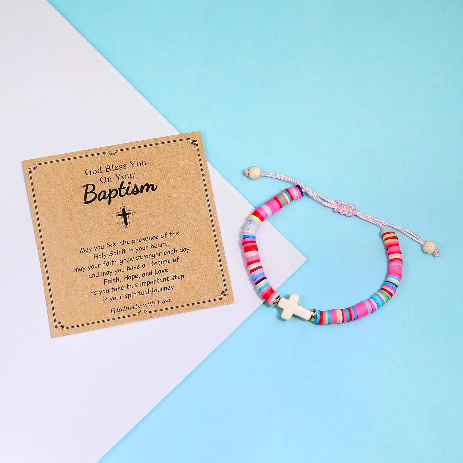 Cross Bracelets Polymer Clay Christian Baptism First Communion Gifts Bracelet for Women Confirmation Gifts Religious Catholic Christian Jewelry