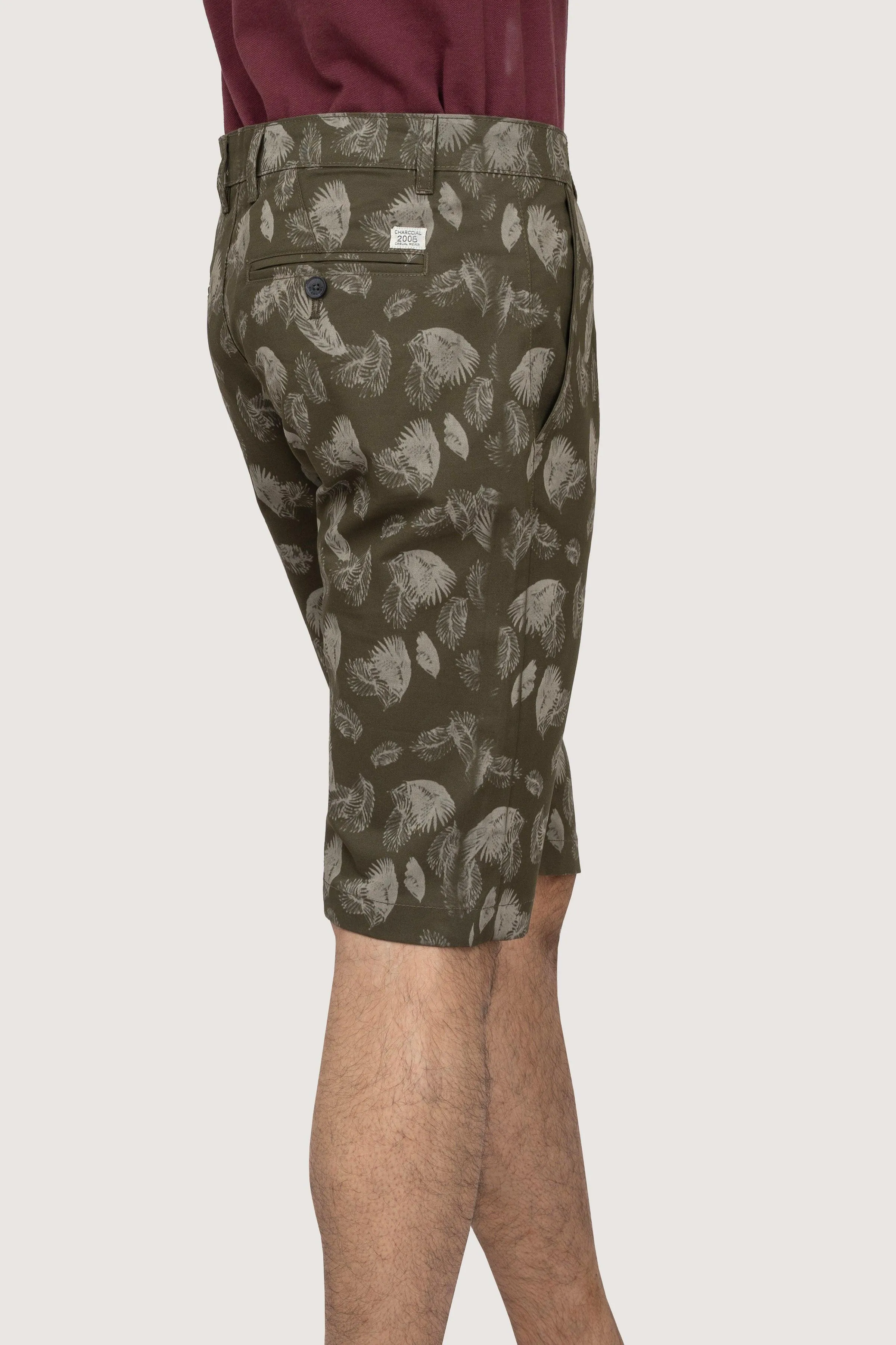 CROSS POCEKT PRINTED REGULAR FIT SHORTS OLIVE