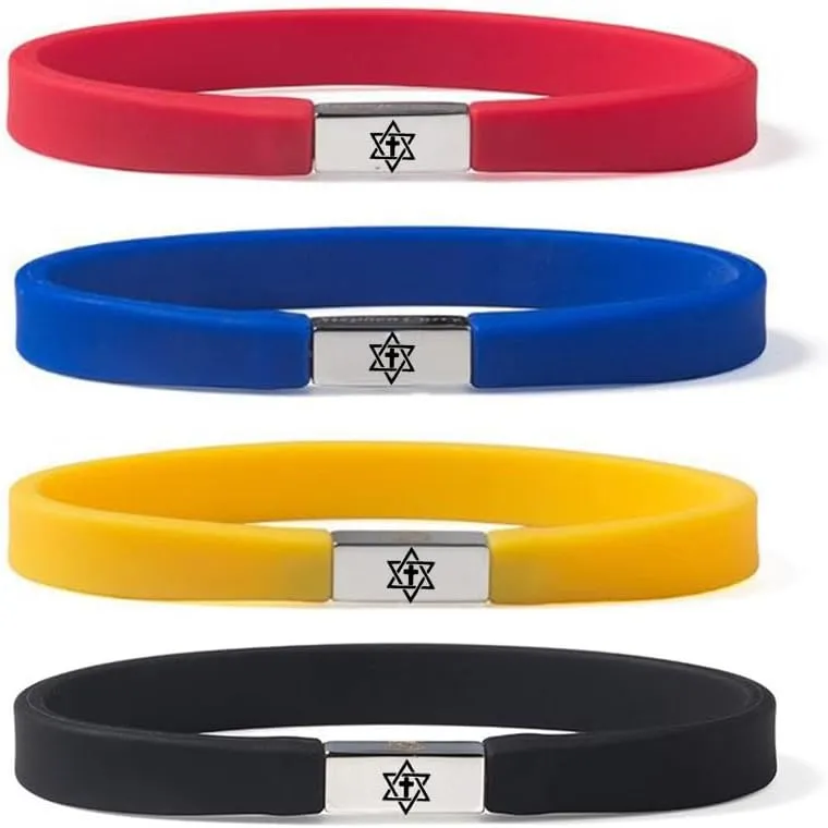 Cross Star of David Bracelet for Men Women,Christian Jewish Messianic Star of David Bracelets Sports Silicone Wristbands Christ Cross Religious Jewelry for Teens & Adults
