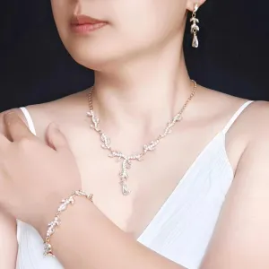 Crystal Necklace Earrings Bracelet Rhinestone Choker Necklace Bridal Wedding Jewelry Set For Brides Bridesmaid Women Party Accessory