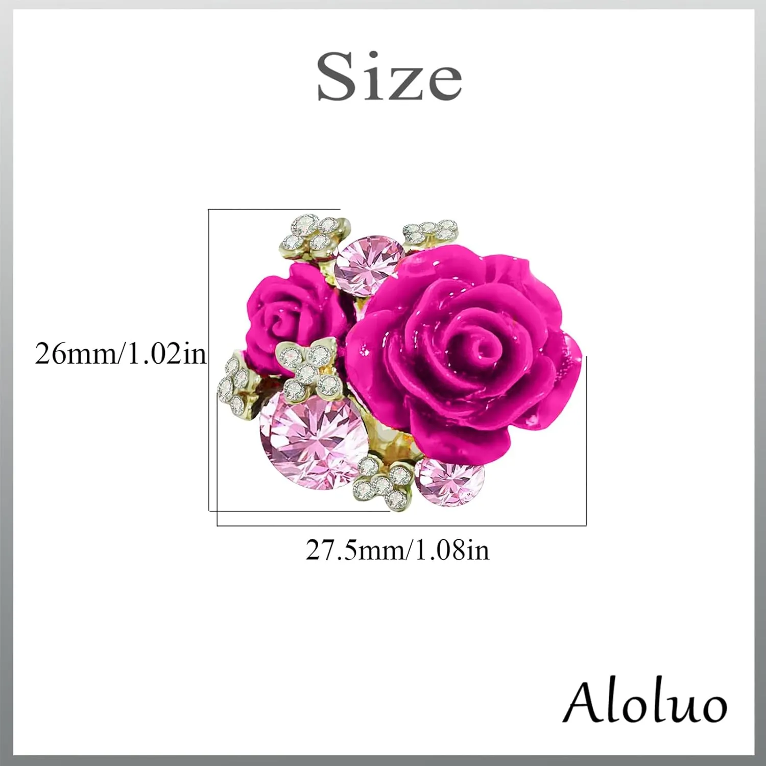CZ Rose Flower Resin Gemstone Statement Rings for Women Cubic Zirconia Adjustable Expandable Open Band Finger Ring Fashion Christmas Birthday Wedding Jewelry Gift