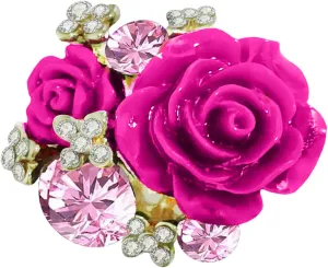 CZ Rose Flower Resin Gemstone Statement Rings for Women Cubic Zirconia Adjustable Expandable Open Band Finger Ring Fashion Christmas Birthday Wedding Jewelry Gift