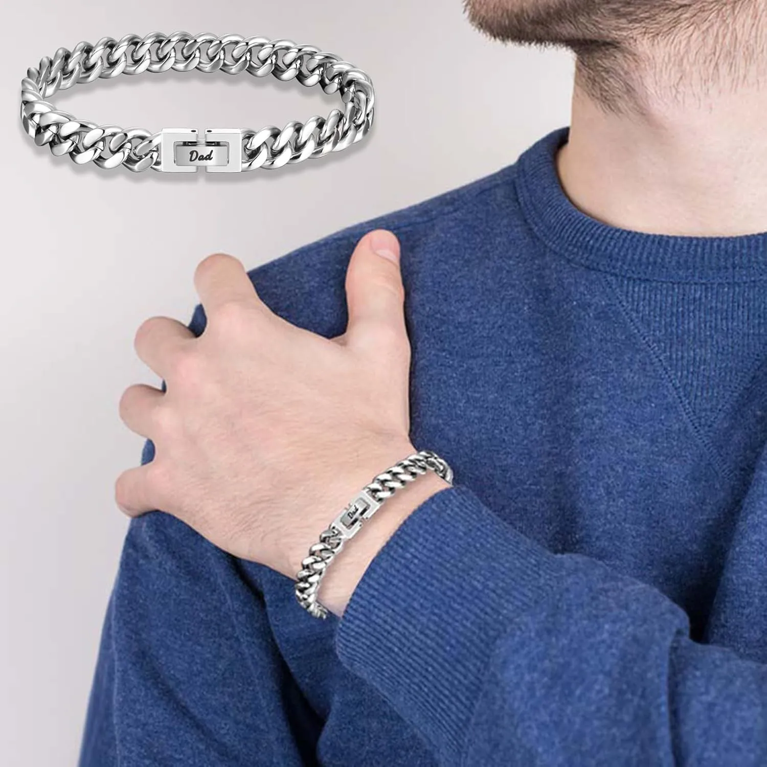 Dad Son Grandson Uncle Nephew Brother Husband Boyfriend Gifts for Men Boys, Cuban Bracelet Gifts Graduation Back to School Birthday Christmas Anniversary Valentines Day Gifts for Him Men Teen Boys