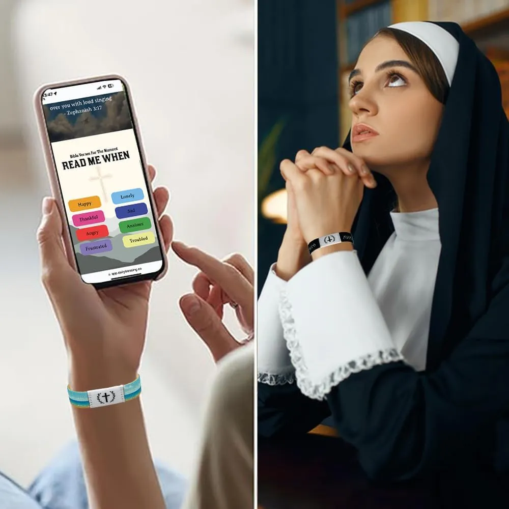 Daily Bible Verse Bracelet - Wearable Christian NFC Wristbands for Women, Men, Teens - Elastic Inspirational Bracelets Gifts