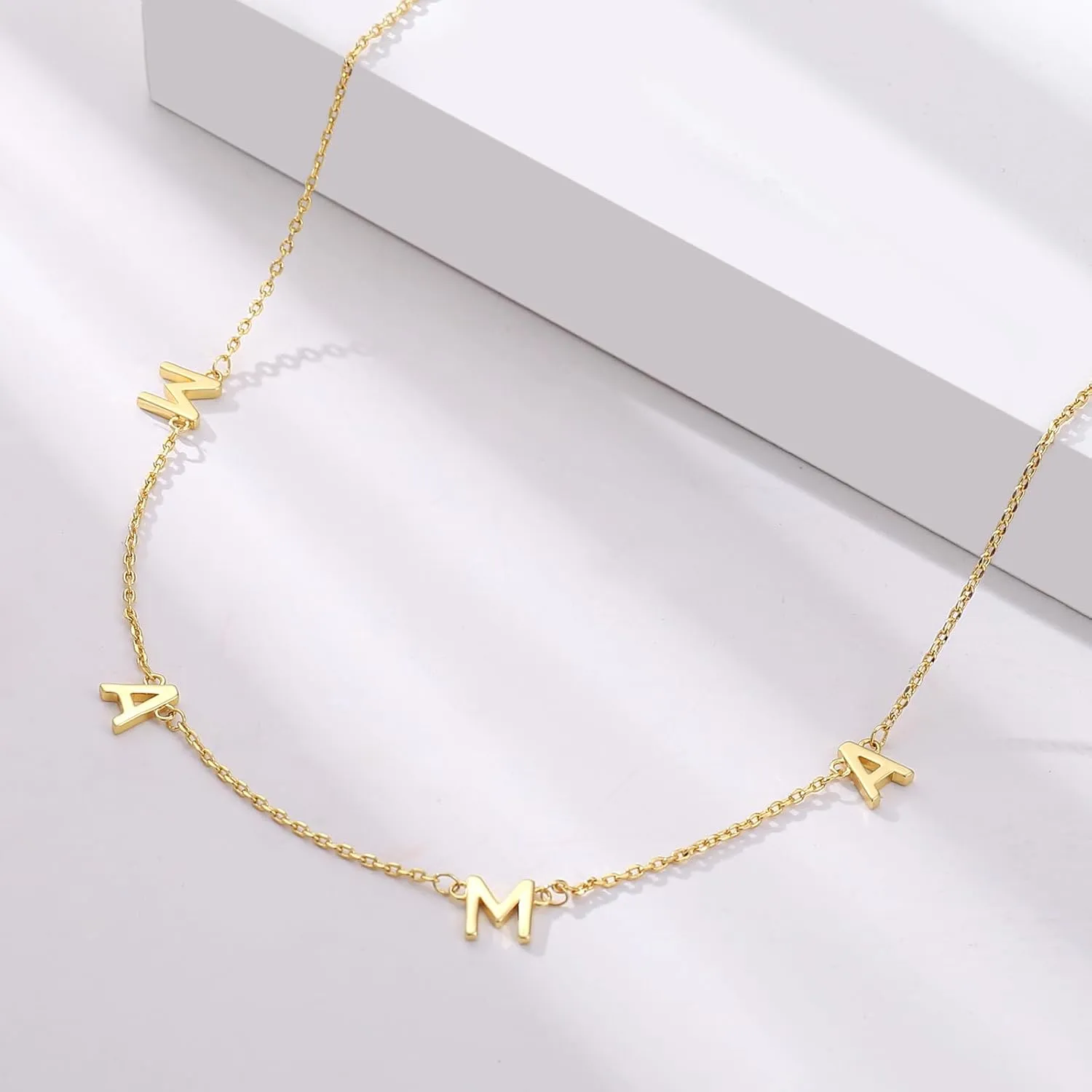 Dainty MAMA Necklace for Women 14K Gold Plated Necklace Gold Silver Letter Pendent Gifts for New Mom Mother's day Gifts Jewelry