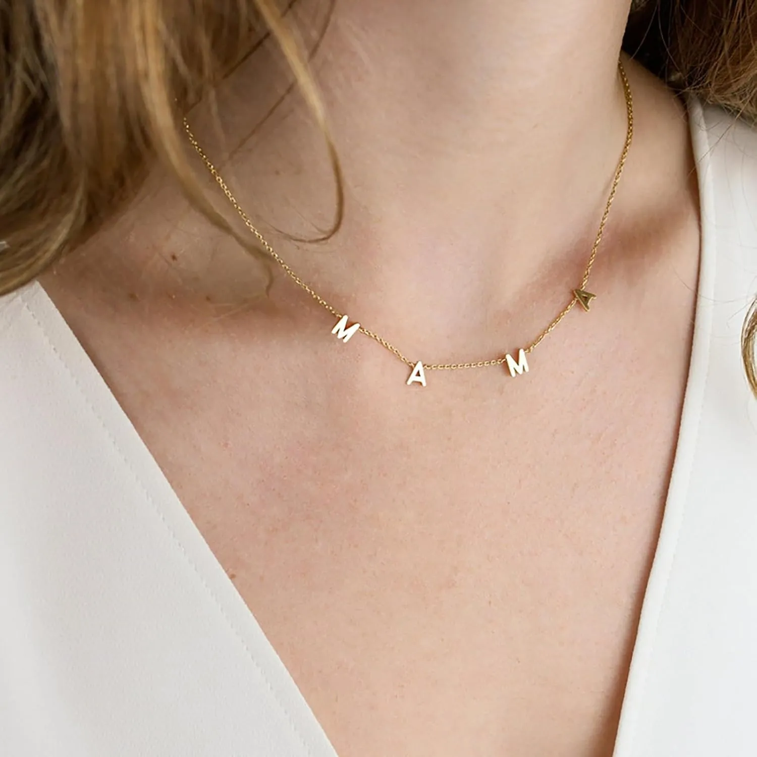 Dainty MAMA Necklace for Women 14K Gold Plated Necklace Gold Silver Letter Pendent Gifts for New Mom Mother's day Gifts Jewelry