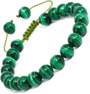 DAZCOLO 8mm Natural Gemstone Adjustable Bracelet, Handmade Unisex Crystal Bracelets for Meditation, Yoga, Spiritual Healing & Positive Energy