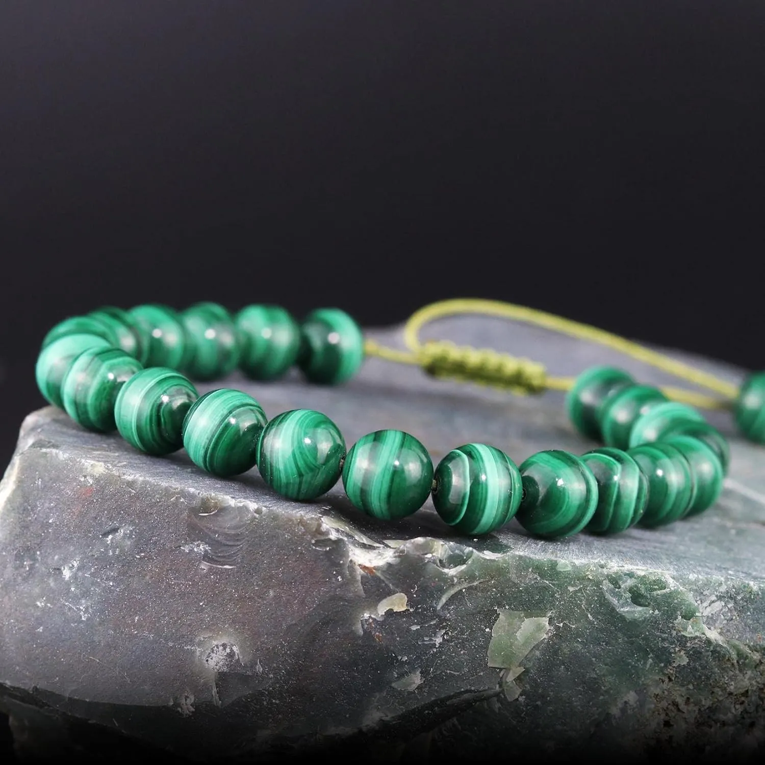 DAZCOLO 8mm Natural Gemstone Adjustable Bracelet, Handmade Unisex Crystal Bracelets for Meditation, Yoga, Spiritual Healing & Positive Energy