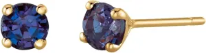 Dazzlingdaimonds Jewels 1.10Ctw Round Cut Sapphire Engagement Push Back Stud Earrings 14K Yellow Gold Plated