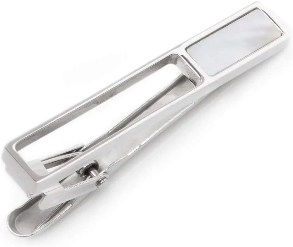Die Cut Mother of Pearl Stainless Steel Tie Clip
