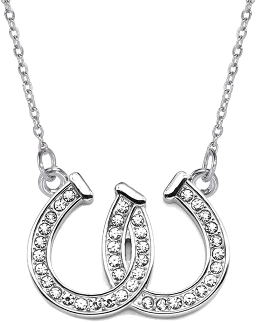 Dreuyet Horseshoe Necklace for Women Western Double U Horseshoe Necklace Dainty Cubic Zirconia Horseshoe Heart Necklace Lucky Necklace Charm Horse Jewelry Gifts