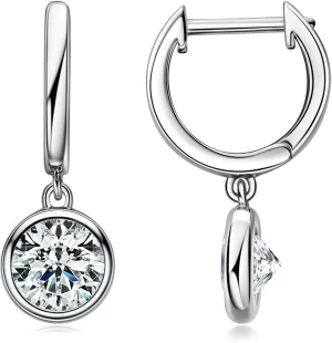 Drop Dangle Moissanite Earrings for Women Sterling Silver Huggie Hoop Hypoallergenic Earingings for Sensitive Ears, 18K Gold Plated Jewelry Gifts for Anniversary Birthday